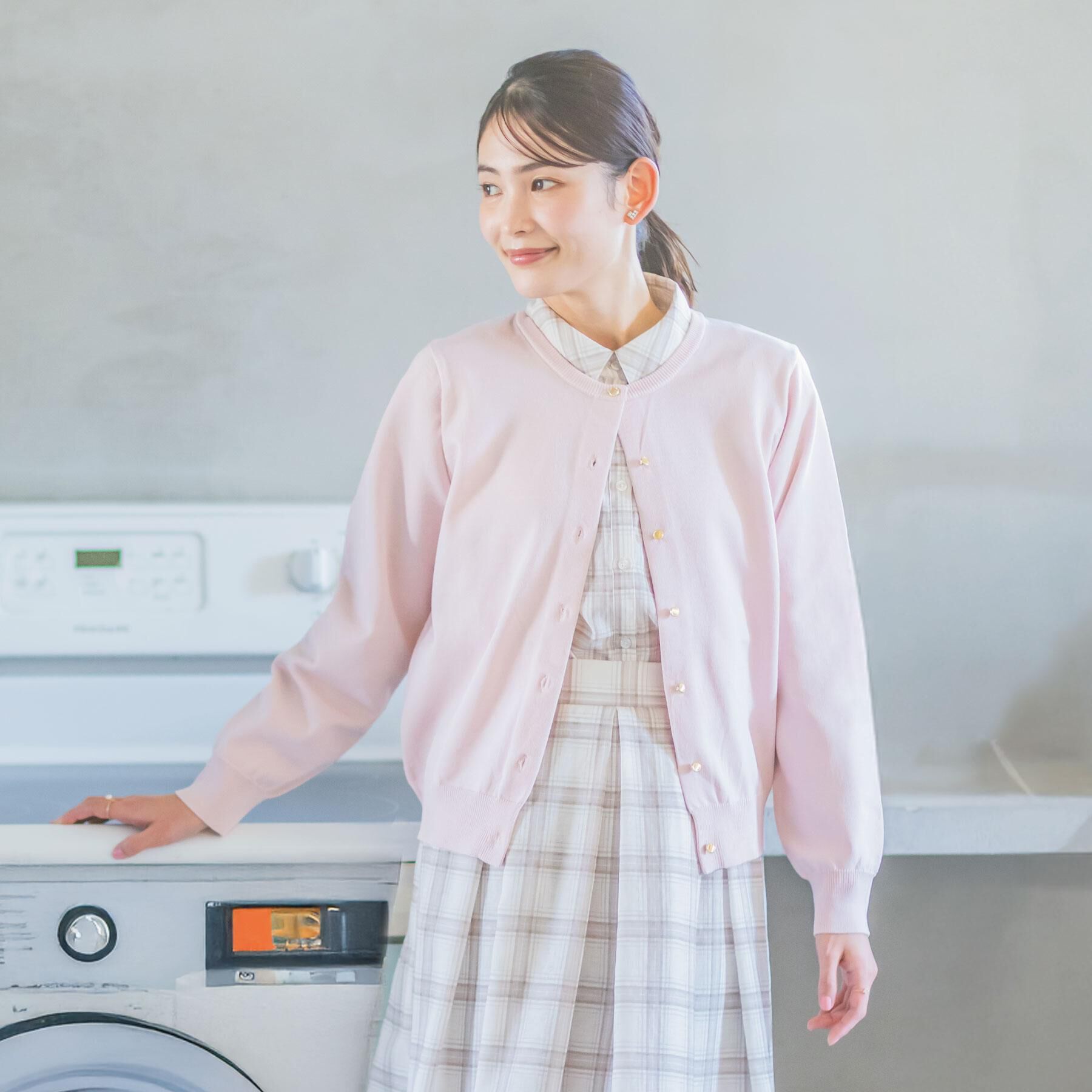 ITS&rsquo;DEMO「【縮みに強い／毛玉防止／洗濯機OK】タフニットクルーカーディガン」|カーディガン|