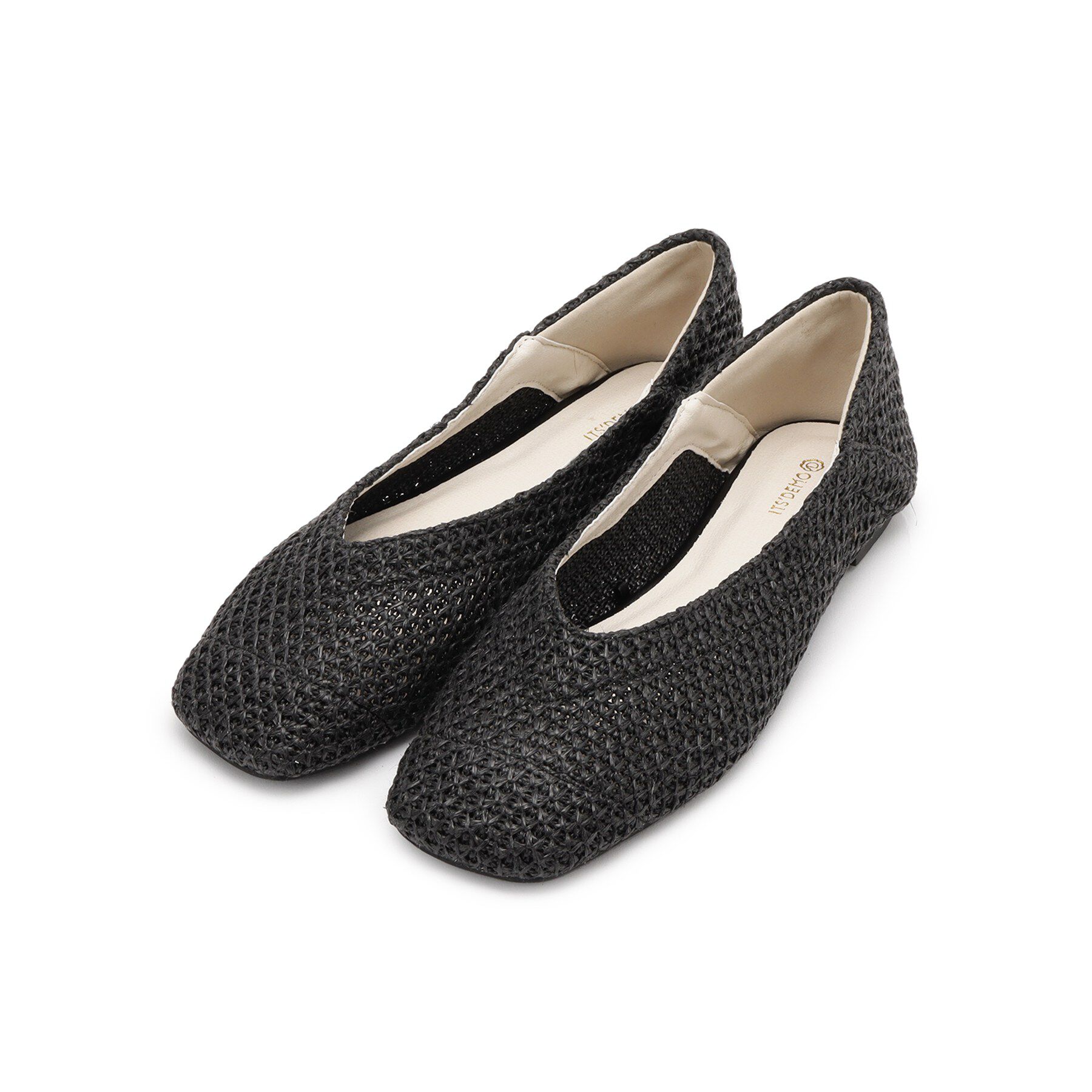 ITS&rsquo;DEMO「【3E幅】スクエアフラットパンプス」|パンプス|ブラック(419)