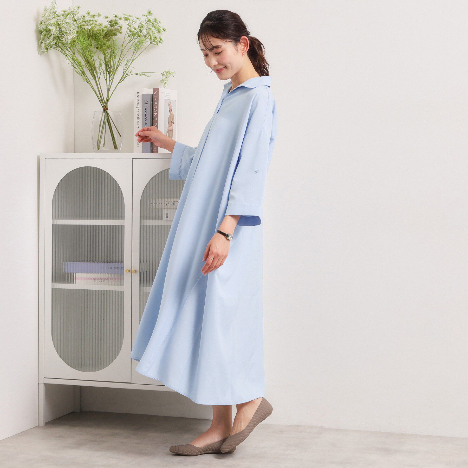 ITS&rsquo;DEMO「【UVケア／洗濯機OK／接触冷感／吸水速乾】麻調合繊スキッパーワンピース」|ワンピース|