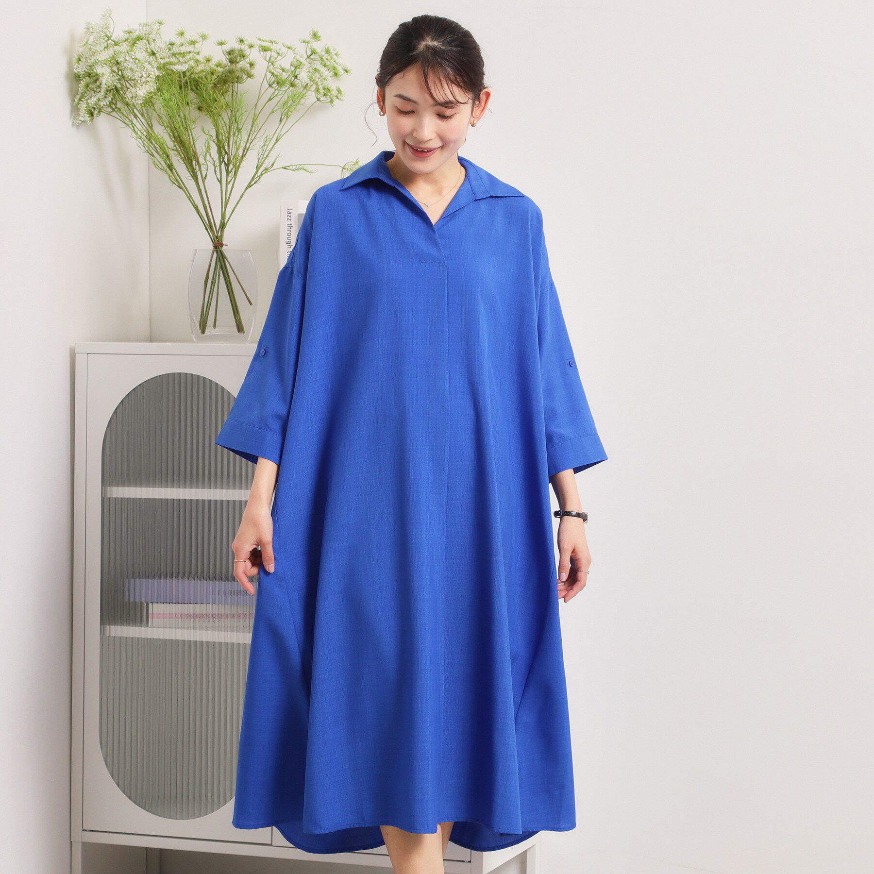 ITS&rsquo;DEMO「【UVケア／洗濯機OK／接触冷感／吸水速乾】麻調合繊スキッパーワンピース」|ワンピース|