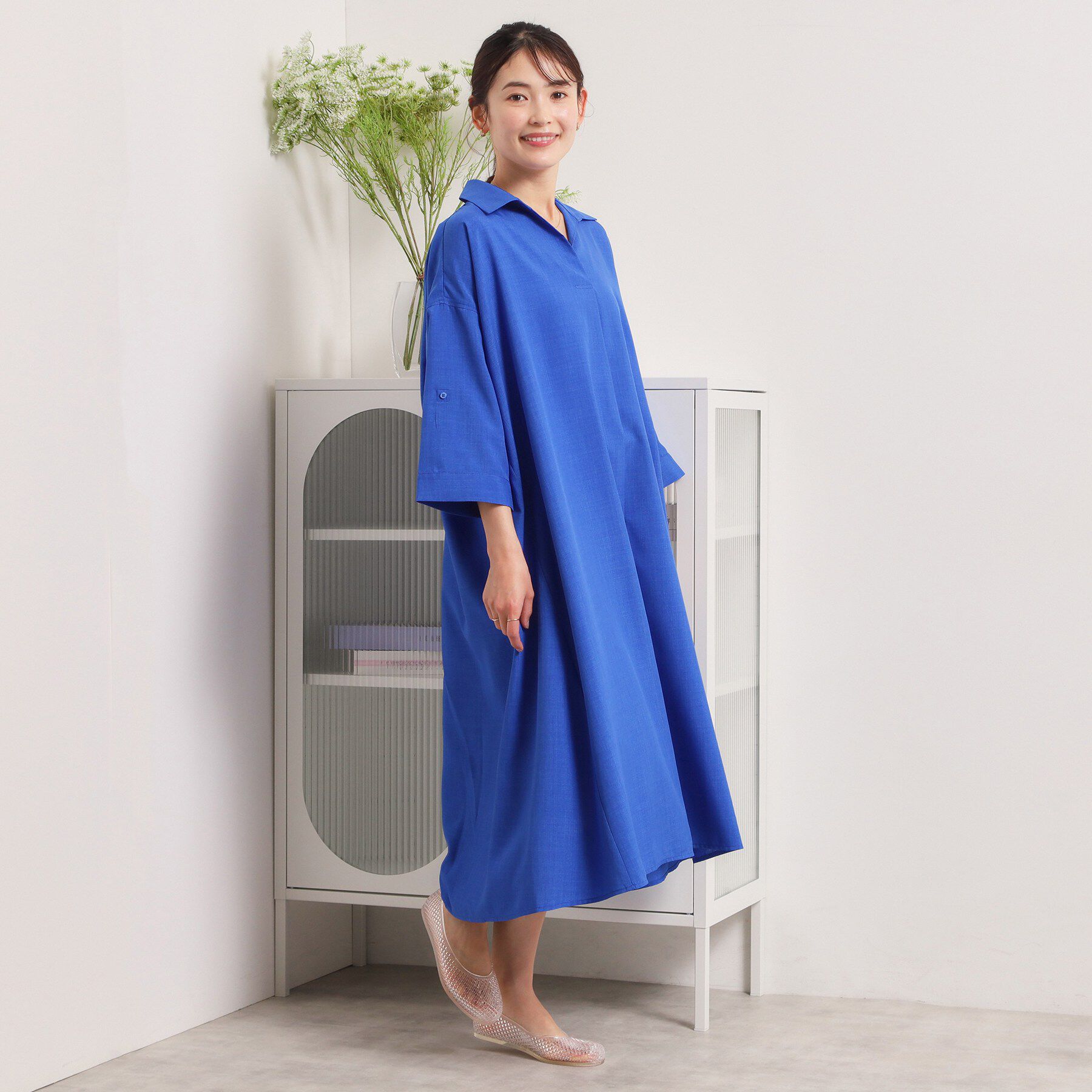 ITS&rsquo;DEMO「【UVケア／洗濯機OK／接触冷感／吸水速乾】麻調合繊スキッパーワンピース」|ワンピース|