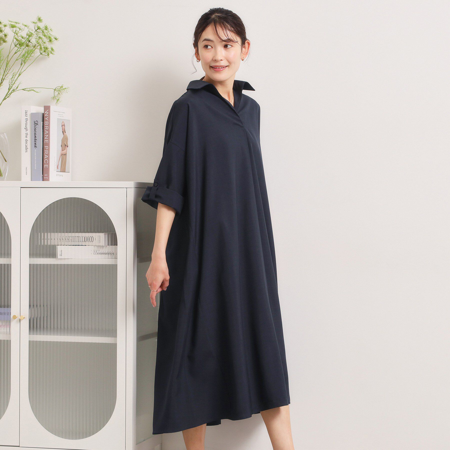 ITS&rsquo;DEMO「【UVケア／洗濯機OK／接触冷感／吸水速乾】麻調合繊スキッパーワンピース」|ワンピース|