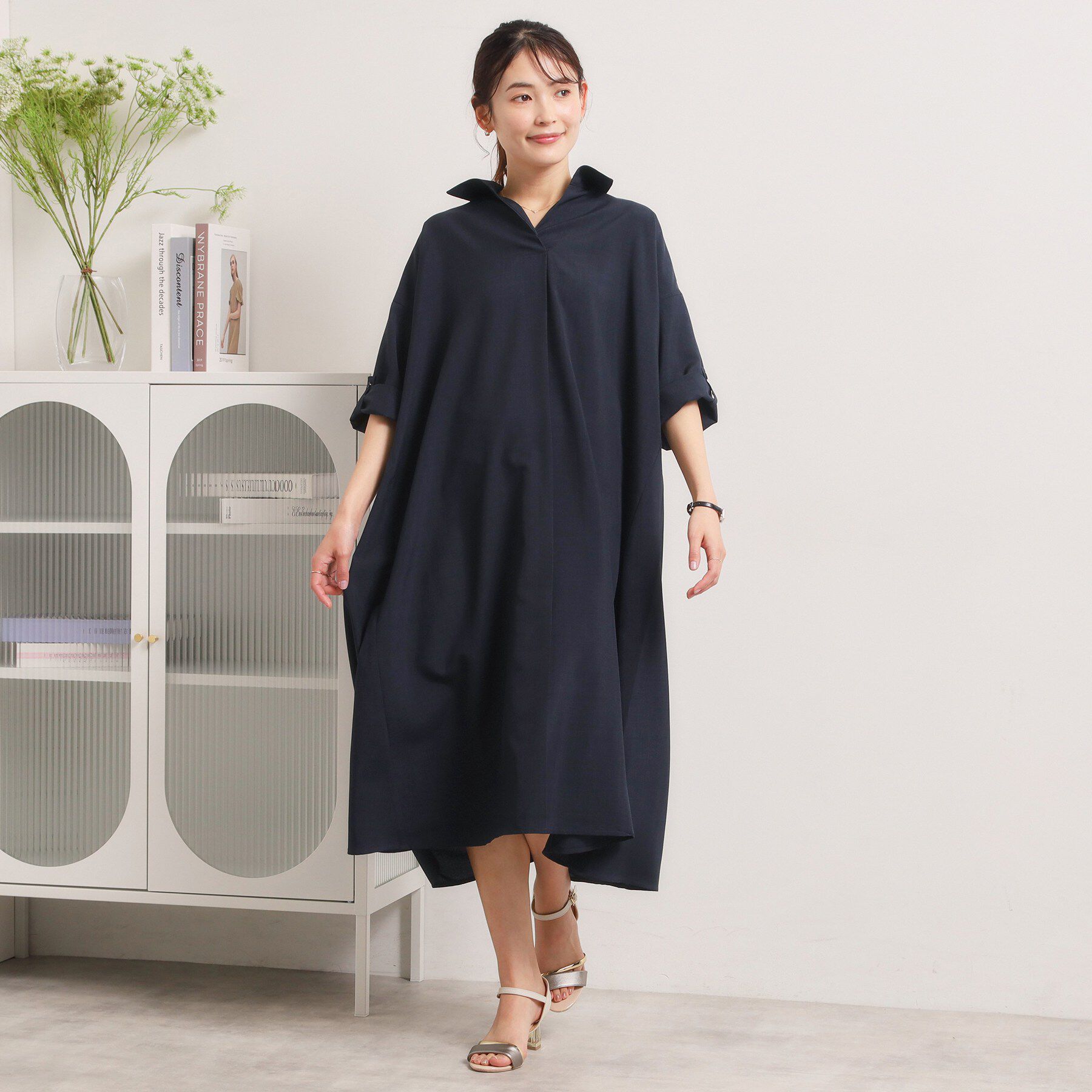 ITS&rsquo;DEMO「【UVケア／洗濯機OK／接触冷感／吸水速乾】麻調合繊スキッパーワンピース」|ワンピース|