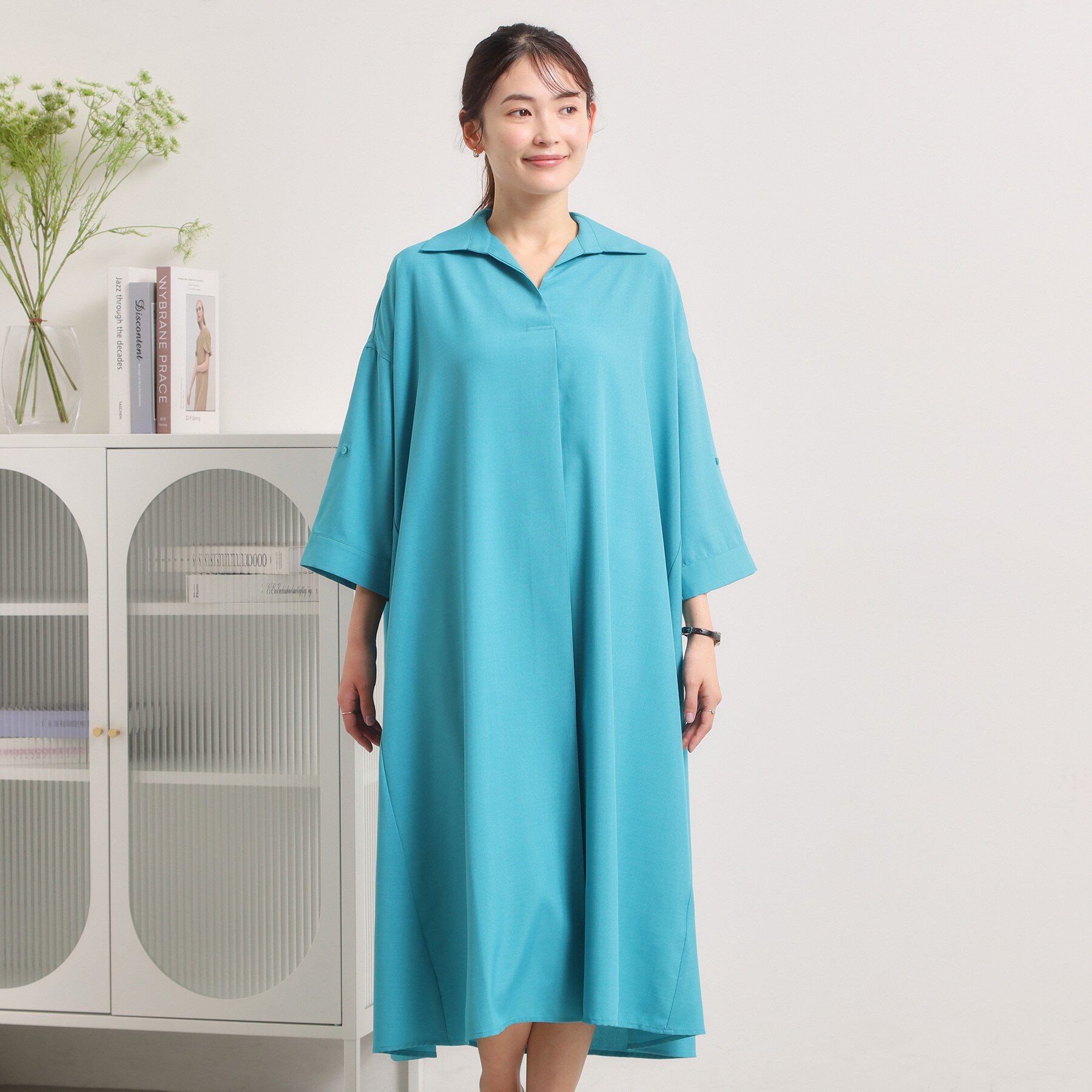 ITS&rsquo;DEMO「【UVケア／洗濯機OK／接触冷感／吸水速乾】麻調合繊スキッパーワンピース」|ワンピース|