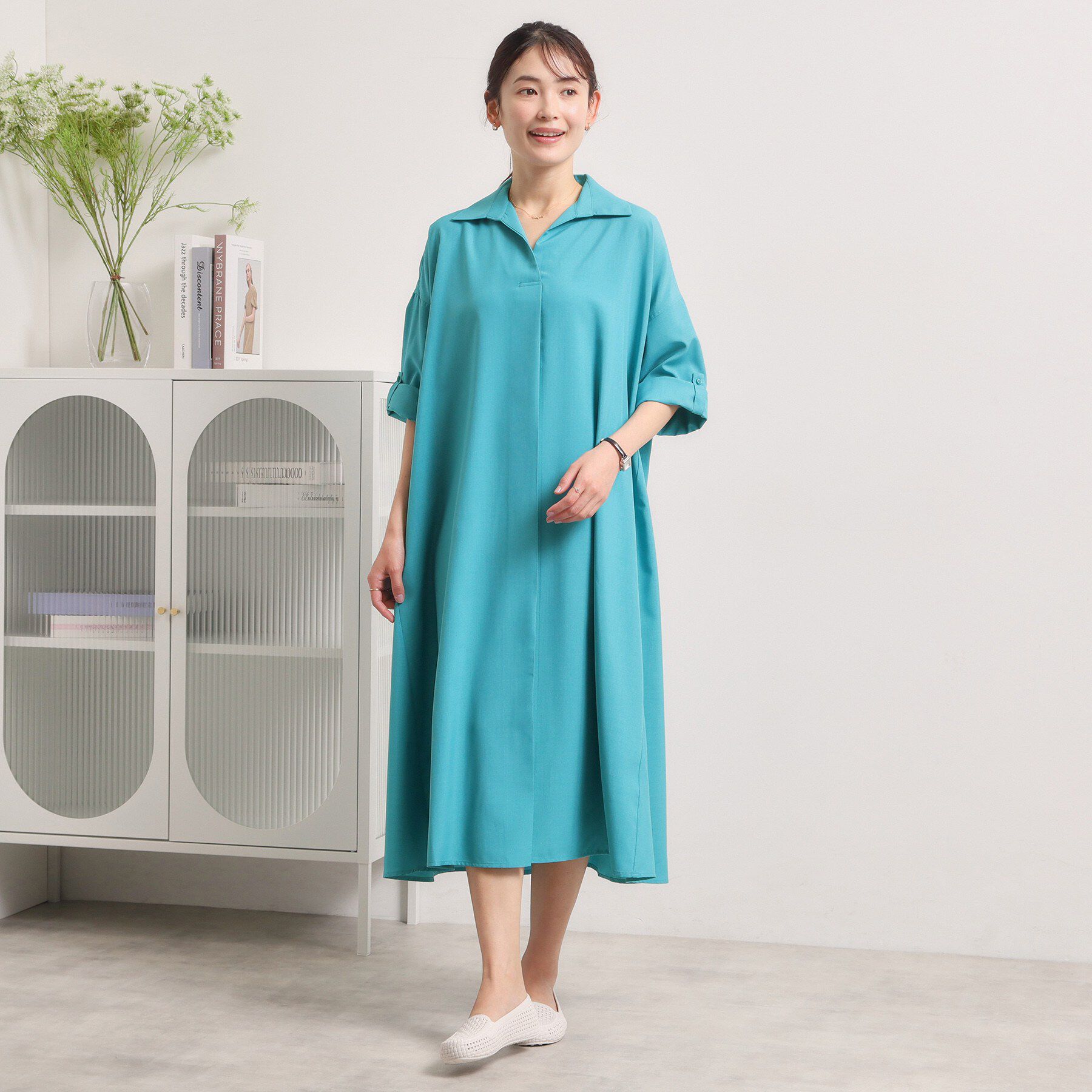 ITS&rsquo;DEMO「【UVケア／洗濯機OK／接触冷感／吸水速乾】麻調合繊スキッパーワンピース」|ワンピース|