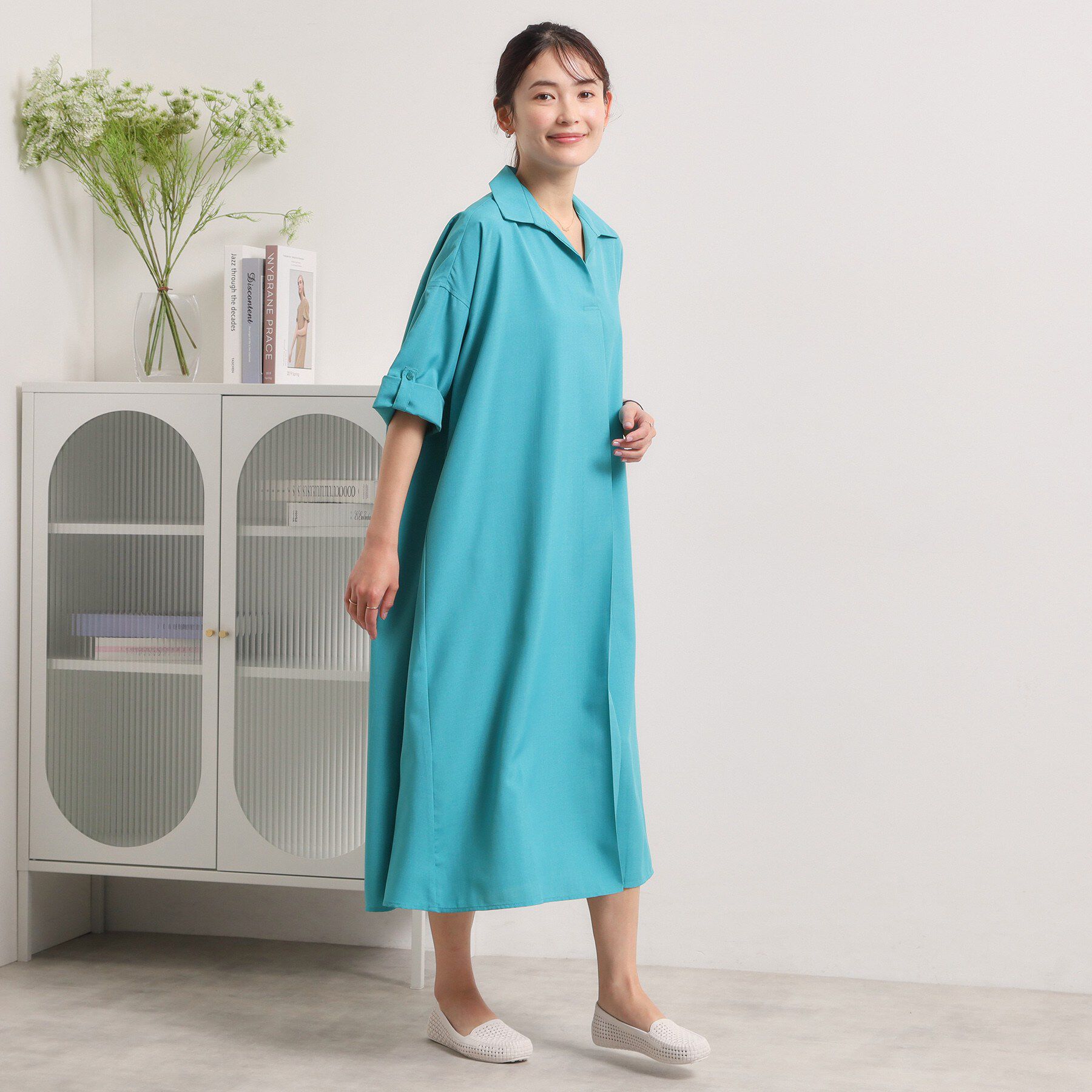 ITS&rsquo;DEMO「【UVケア／洗濯機OK／接触冷感／吸水速乾】麻調合繊スキッパーワンピース」|ワンピース|