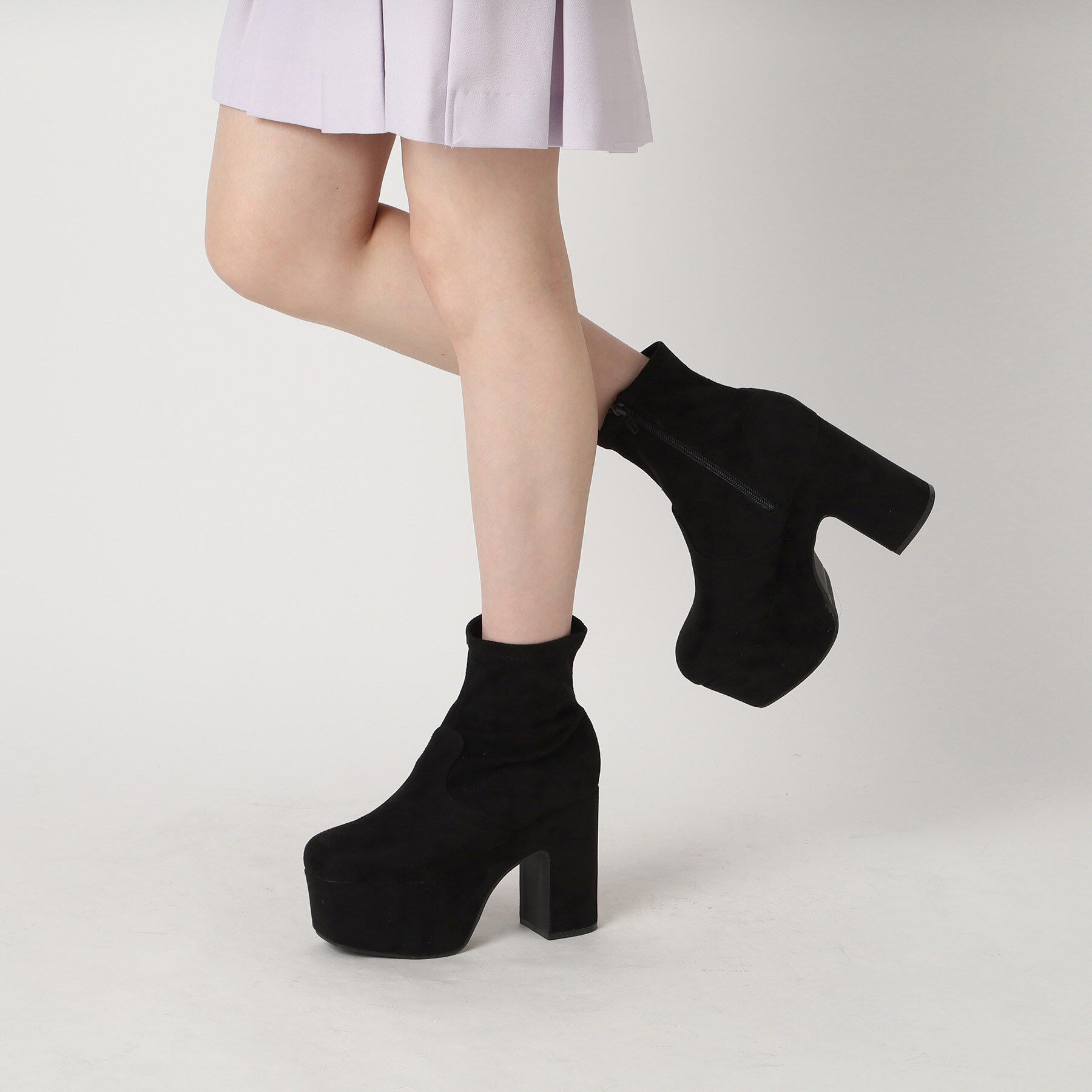 csT&P「スクウェアヒールストレッチブーツ」|ショートブーツ|