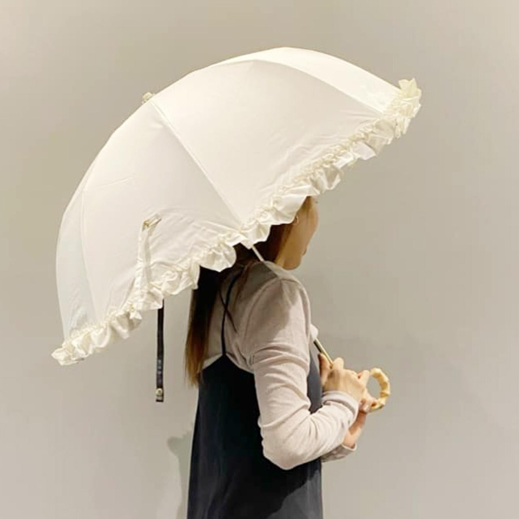 Ober Tashe「pink trick/ピンクトリック　遮光率100％！2段折傘フリル折りたたみ日傘（晴雨兼用）」|傘|