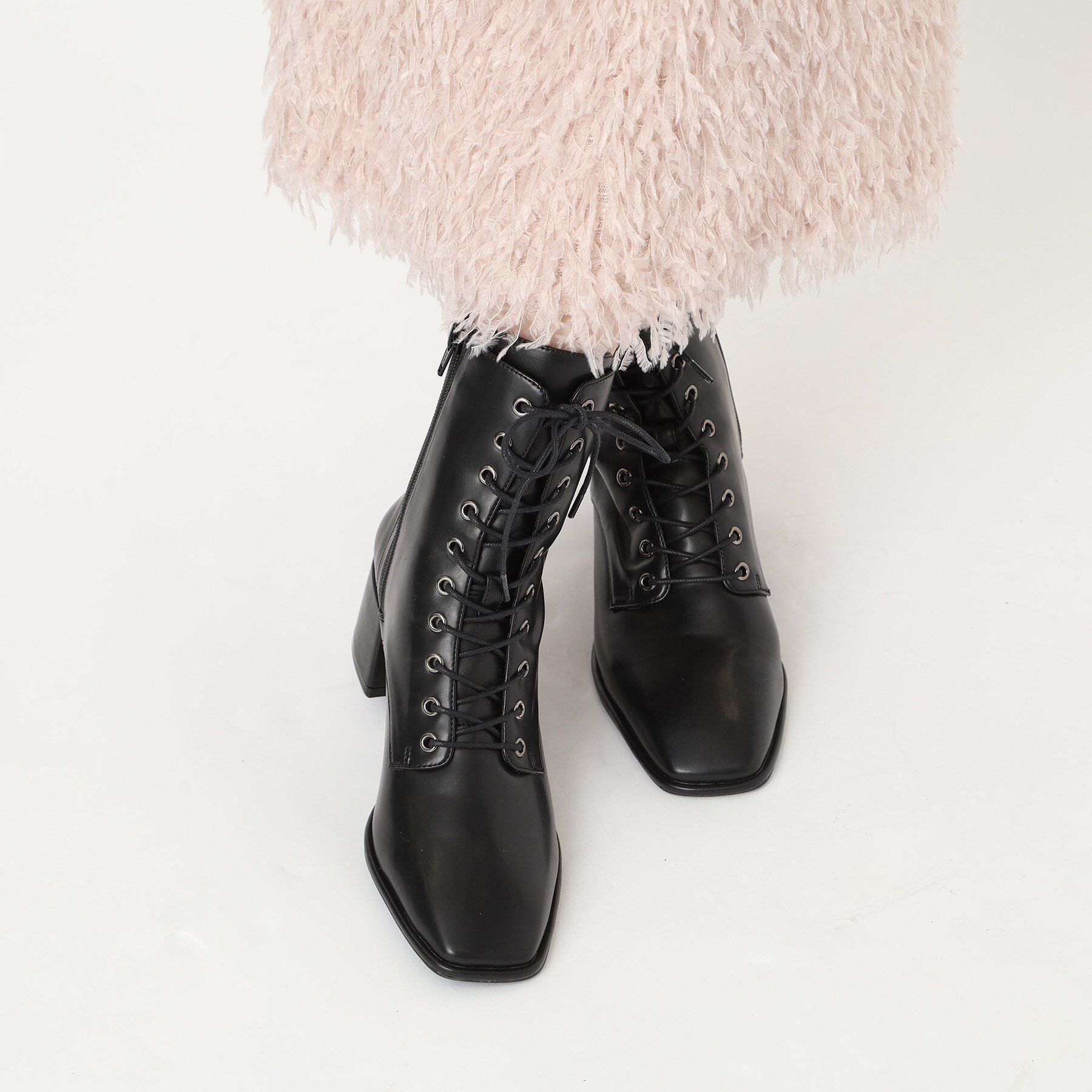 ESPERANZA「レースアップミドルヒールブーツ」|ショートブーツ|