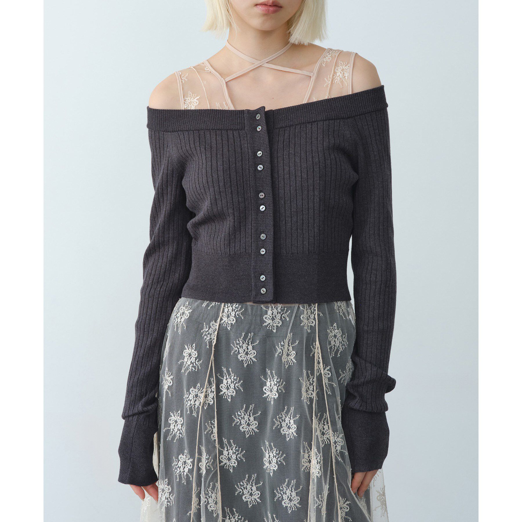 CODE A「short cardigan」|カーディガン|チャコールグレー(0