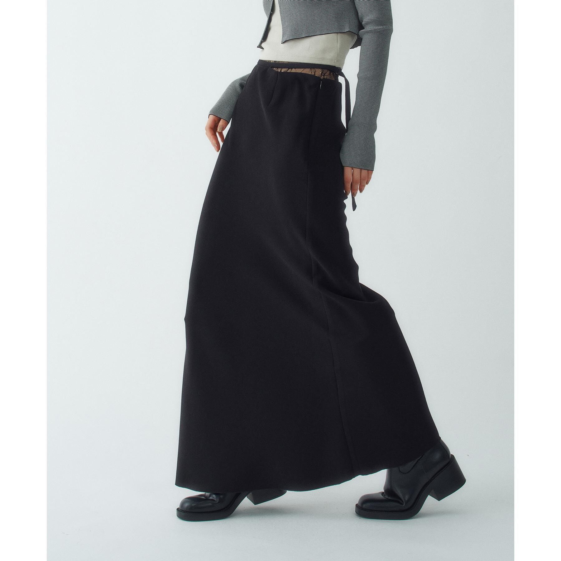 CODE A「【ReRe】easy－fit long skirt」|スカート|ブラック(019)