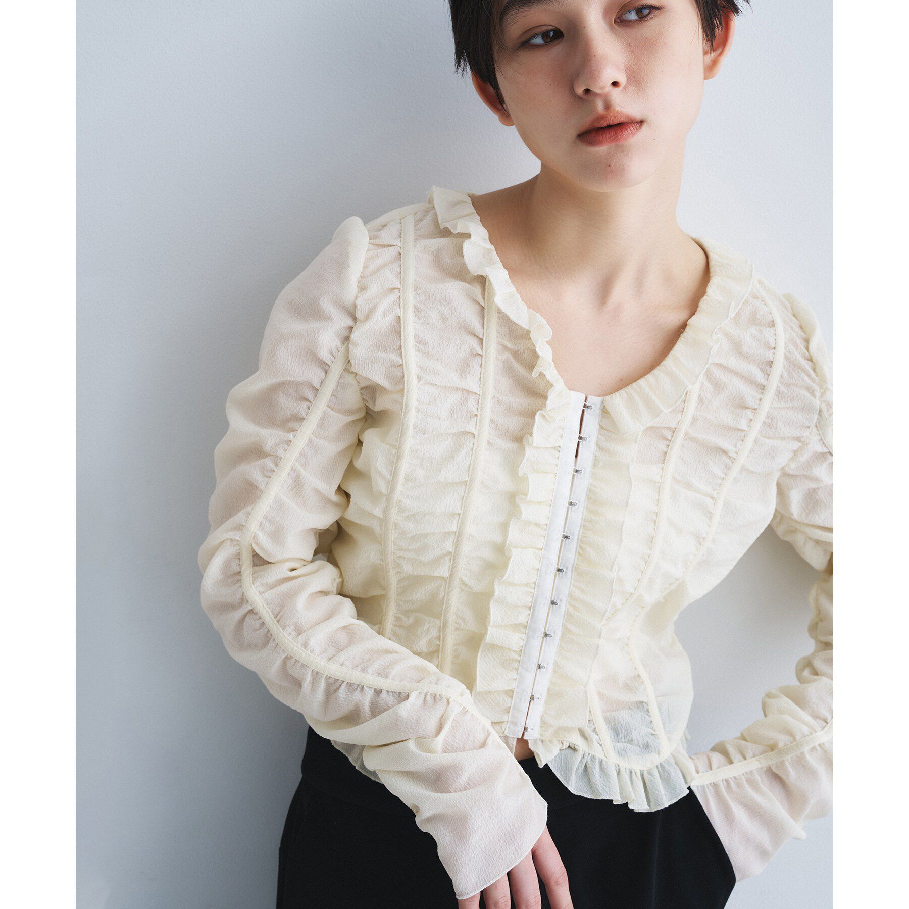 CODE A「dobby ruffle blouse」|シャツ・ブラウス|