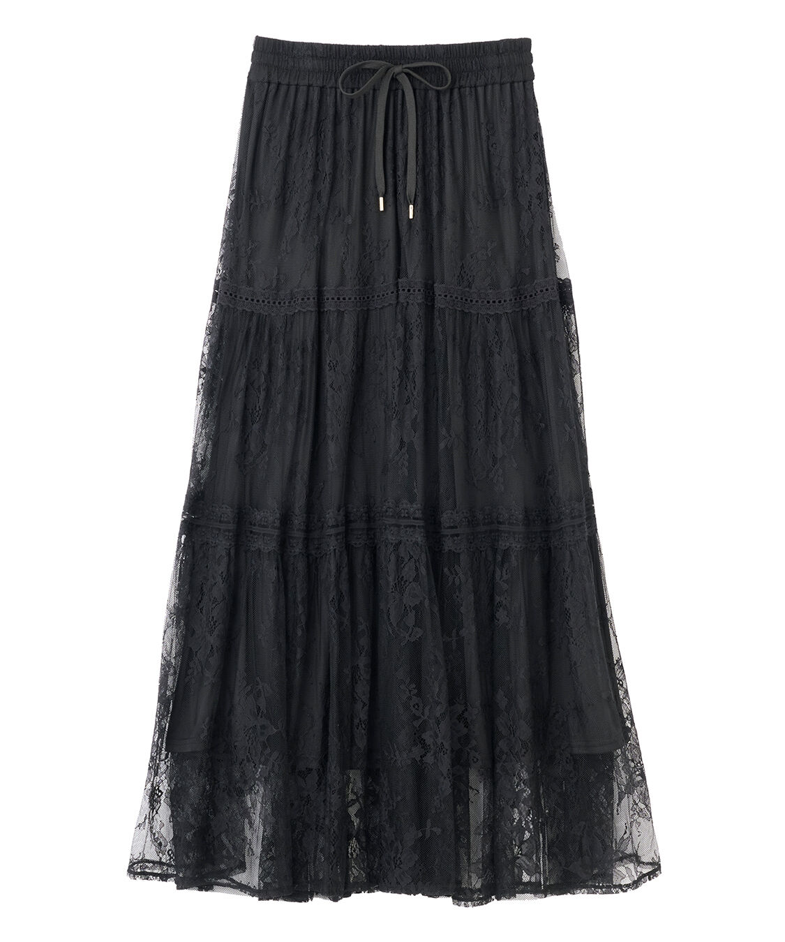 COCO DEAL「レースティアードスカート」|スカート|ブラック
