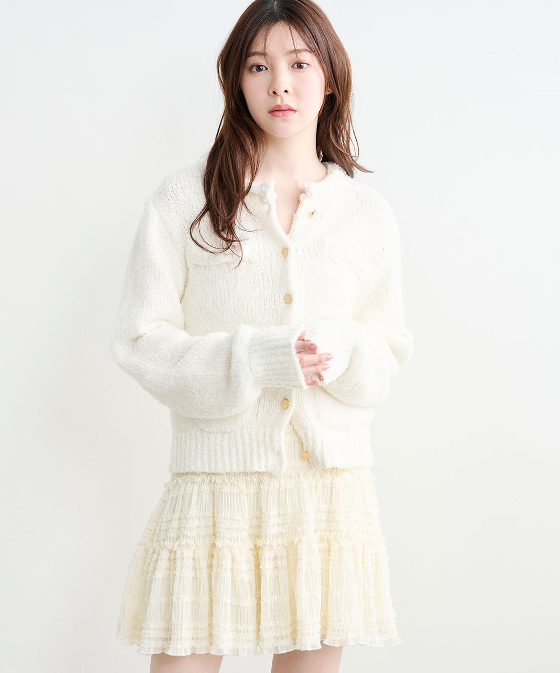 COCO DEAL「フリルティアードミニスカート」|スカート|アイボリー