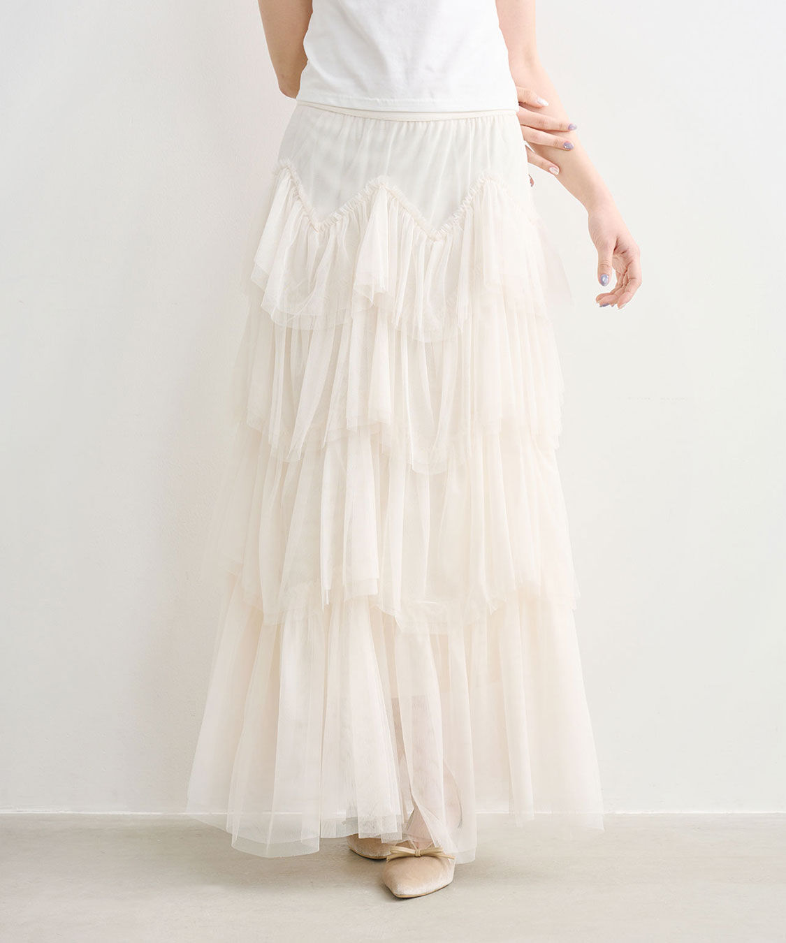 COCO DEAL「ジグザグティアードチュールスカート」|スカート|