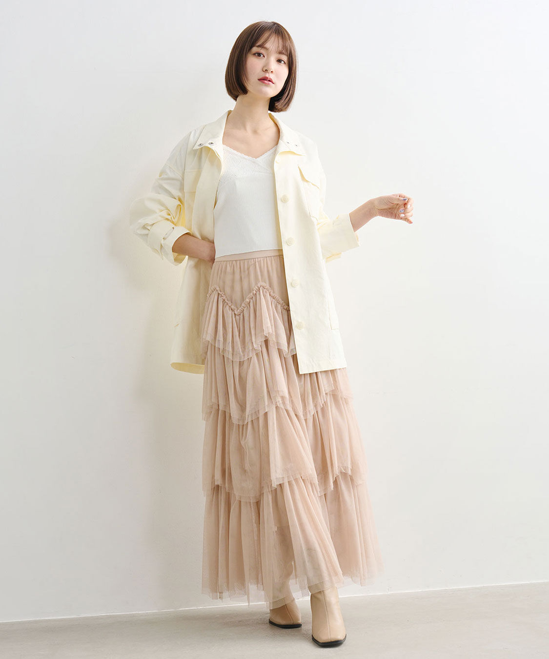 COCO DEAL「ジグザグティアードチュールスカート」|スカート|