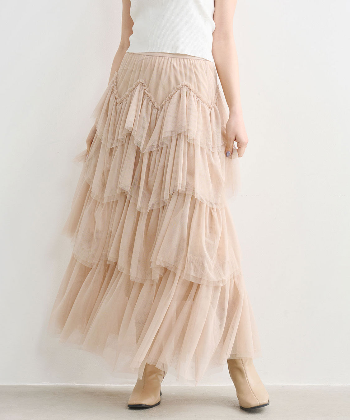 COCO DEAL「ジグザグティアードチュールスカート」|スカート|