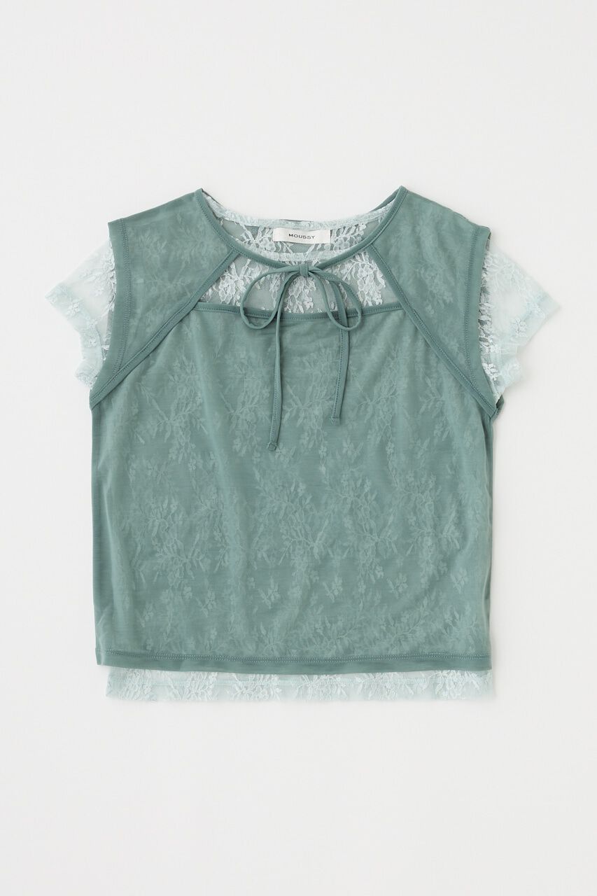MOUSSY「LACE LAYERED OPEN NECK トップス」|Tシャツ・カットソー|
