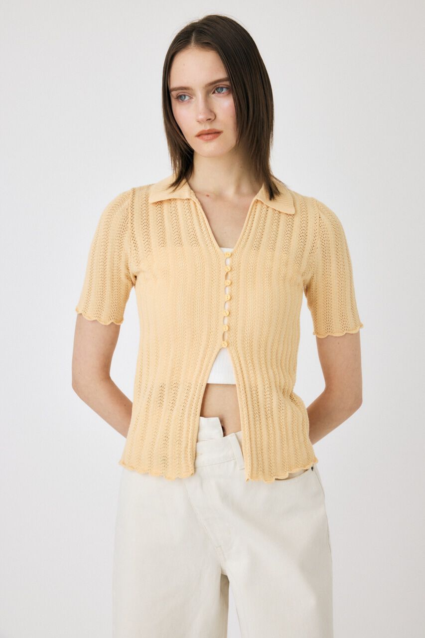 MOUSSY「COTTON KNIT OPENWORK カーディガン」|ニット・セーター|L/ORG1