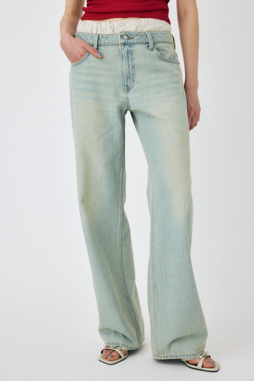 MOUSSY「BOXER LAYERED STRAIGHT デニム」|デニム|L/BLU1