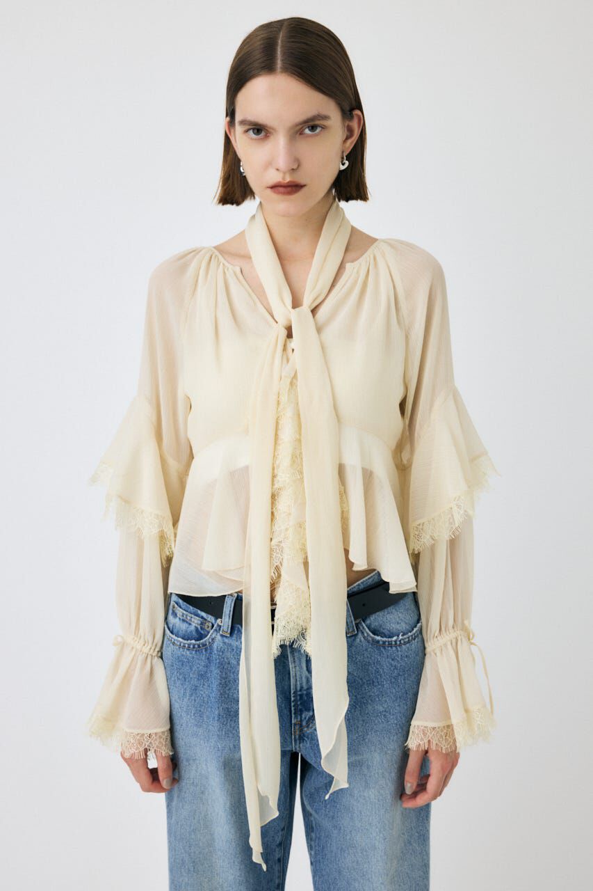 MOUSSY「LACE TRIM TIE ブラウス」|シャツ・ブラウス|