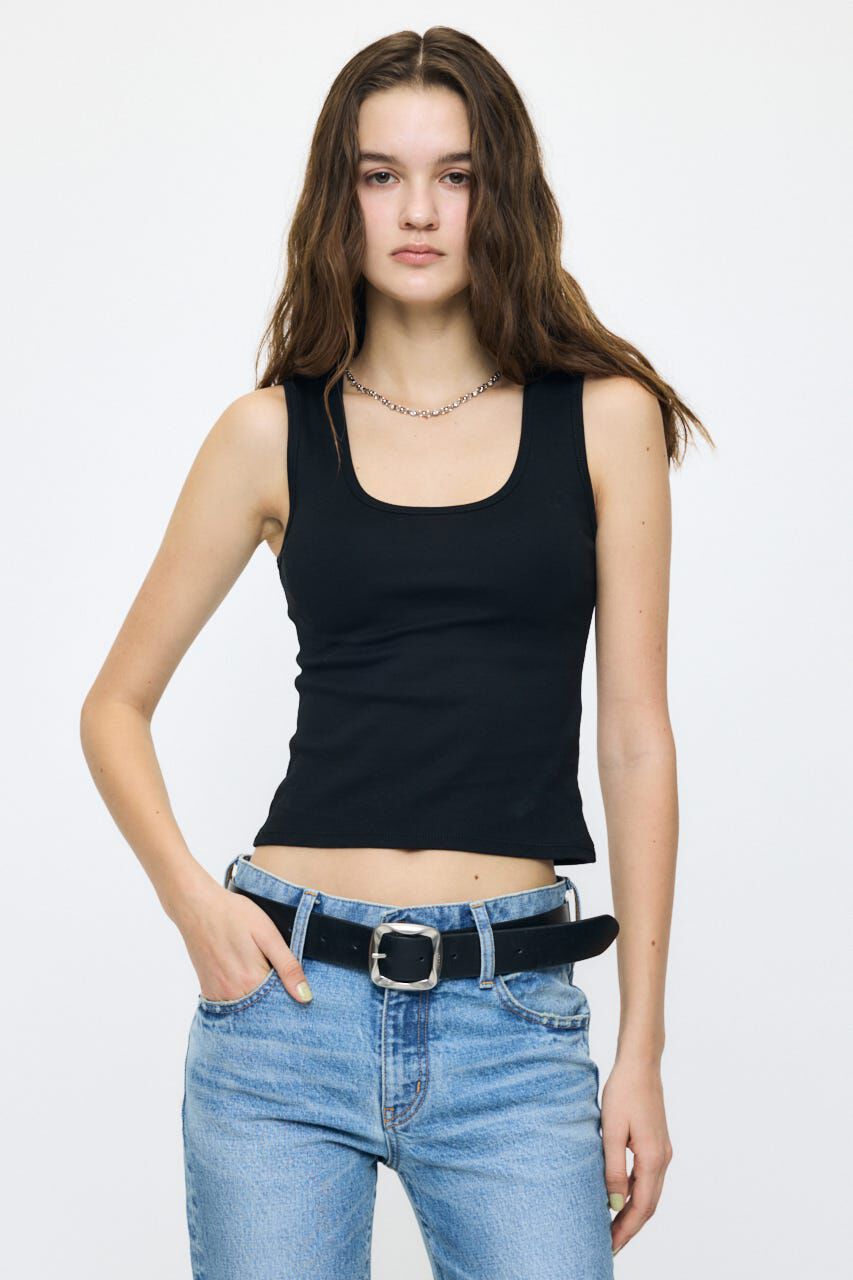 MOUSSY「SUVIN GIZA SCOOP NECK タンク」|タンクトップ|BLK