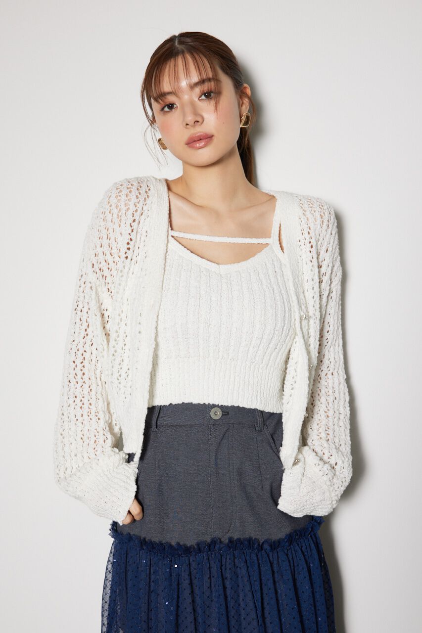 rienda「ビジューニットカーディガン」|カーディガン|