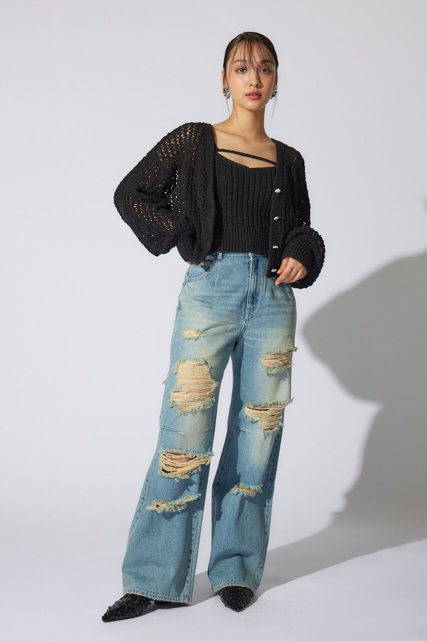 rienda「ビジューニットカーディガン」|カーディガン|