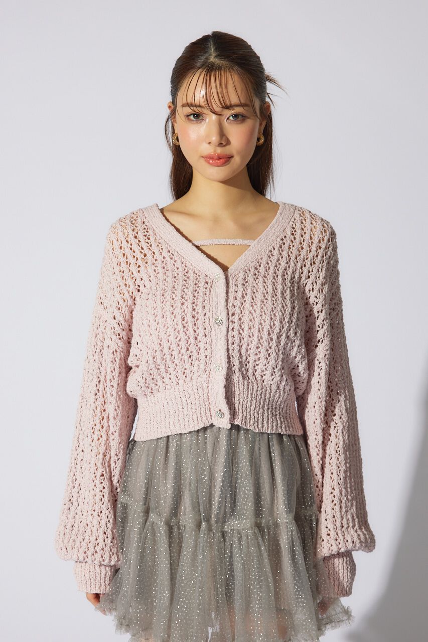 rienda「ビジューニットカーディガン」|カーディガン|