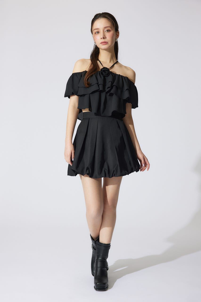 rienda「バルーンミニジャストウエストスコートショートパンツ」|その他|BLK