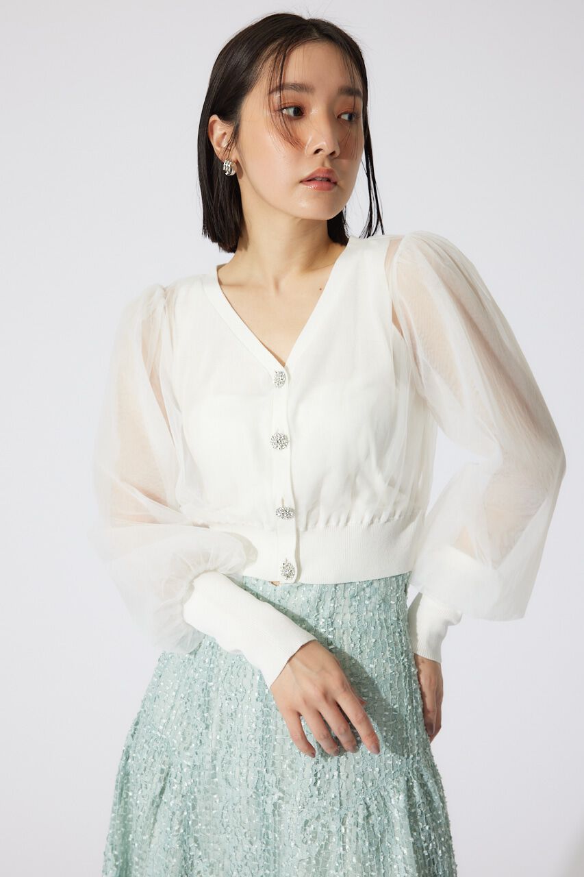 rienda「チュールドッキングシアーニットカーディガン」|カーディガン|