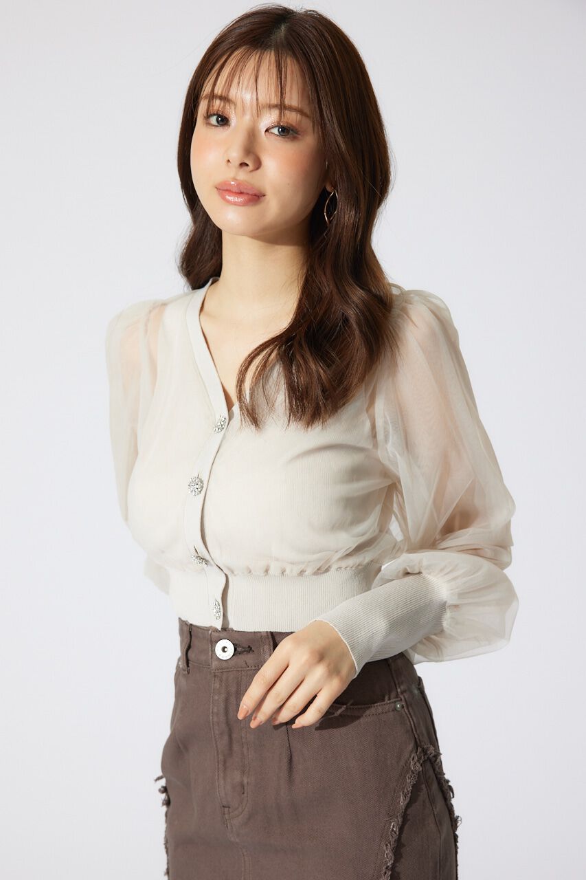 rienda「チュールドッキングシアーニットカーディガン」|カーディガン|