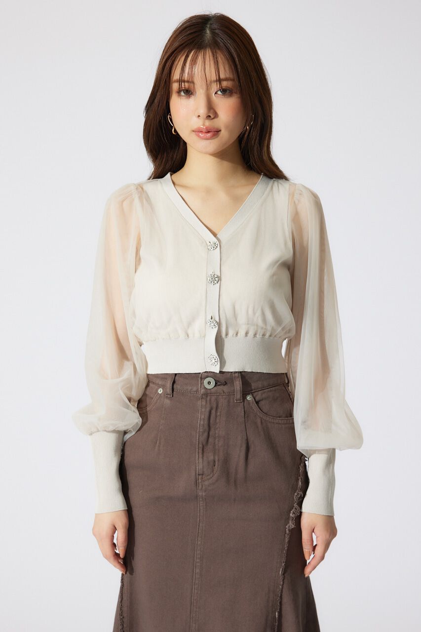 rienda「チュールドッキングシアーニットカーディガン」|カーディガン|