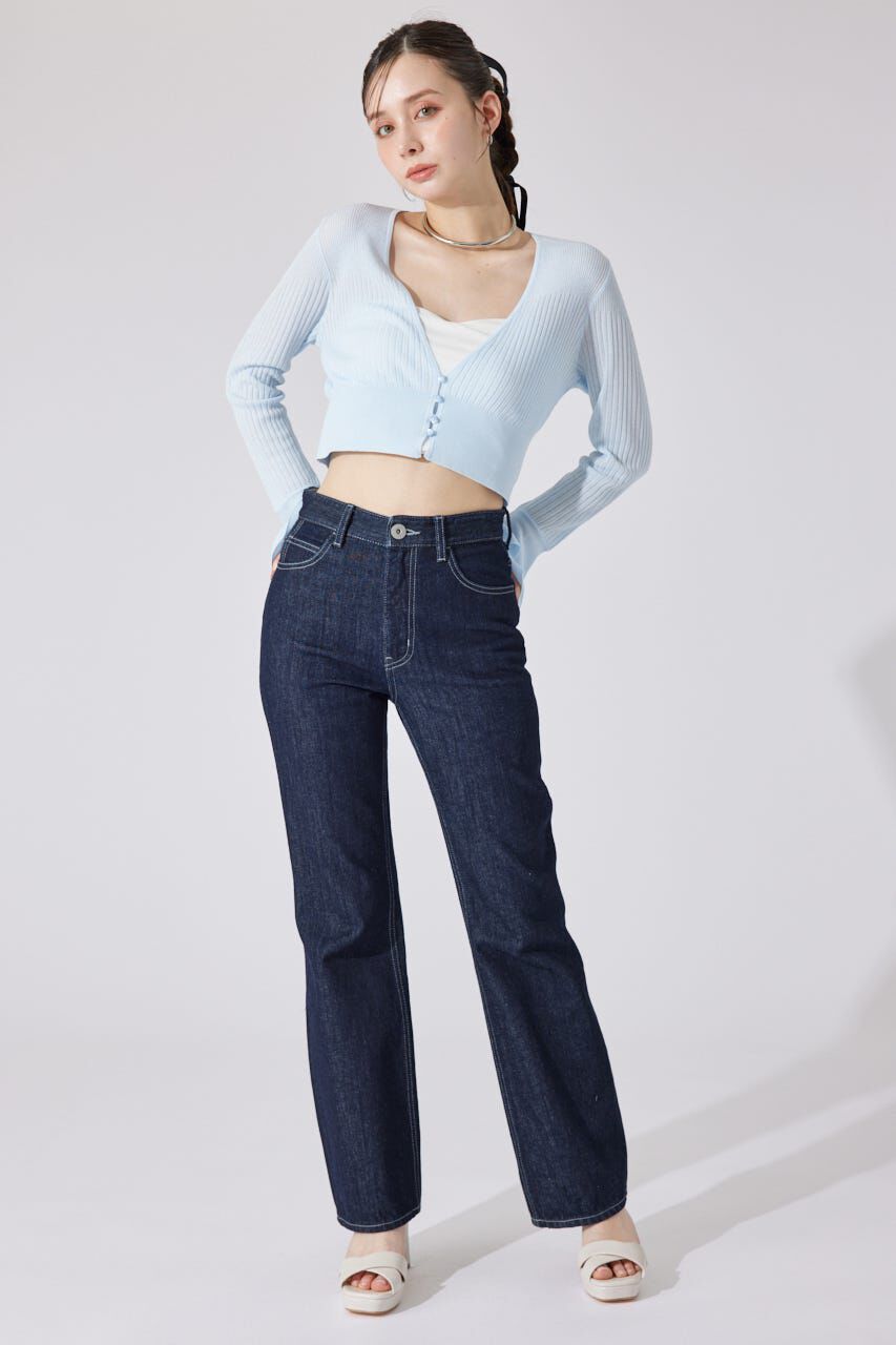 rienda「クロップドフレアスリーブシアーニットカーディガン」|カーディガン|