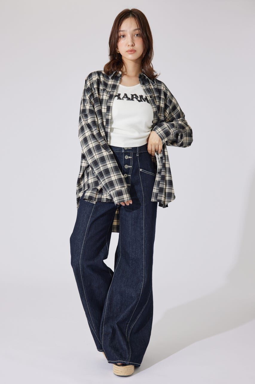 rienda「オーバールーズシャツトップス」|シャツ・ブラウス|