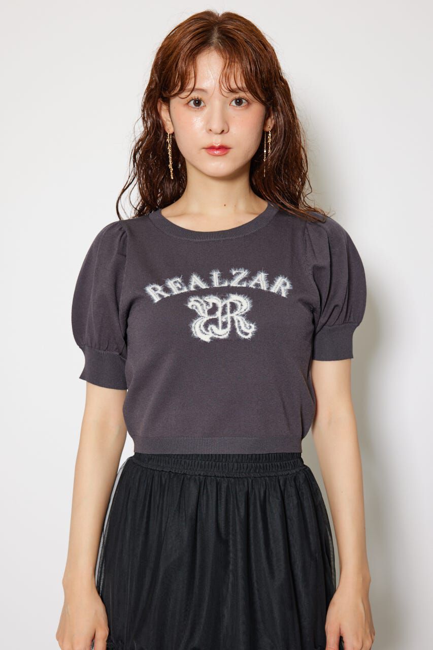 rienda「ジャガードロゴニットトップス」|ニット・セーター|