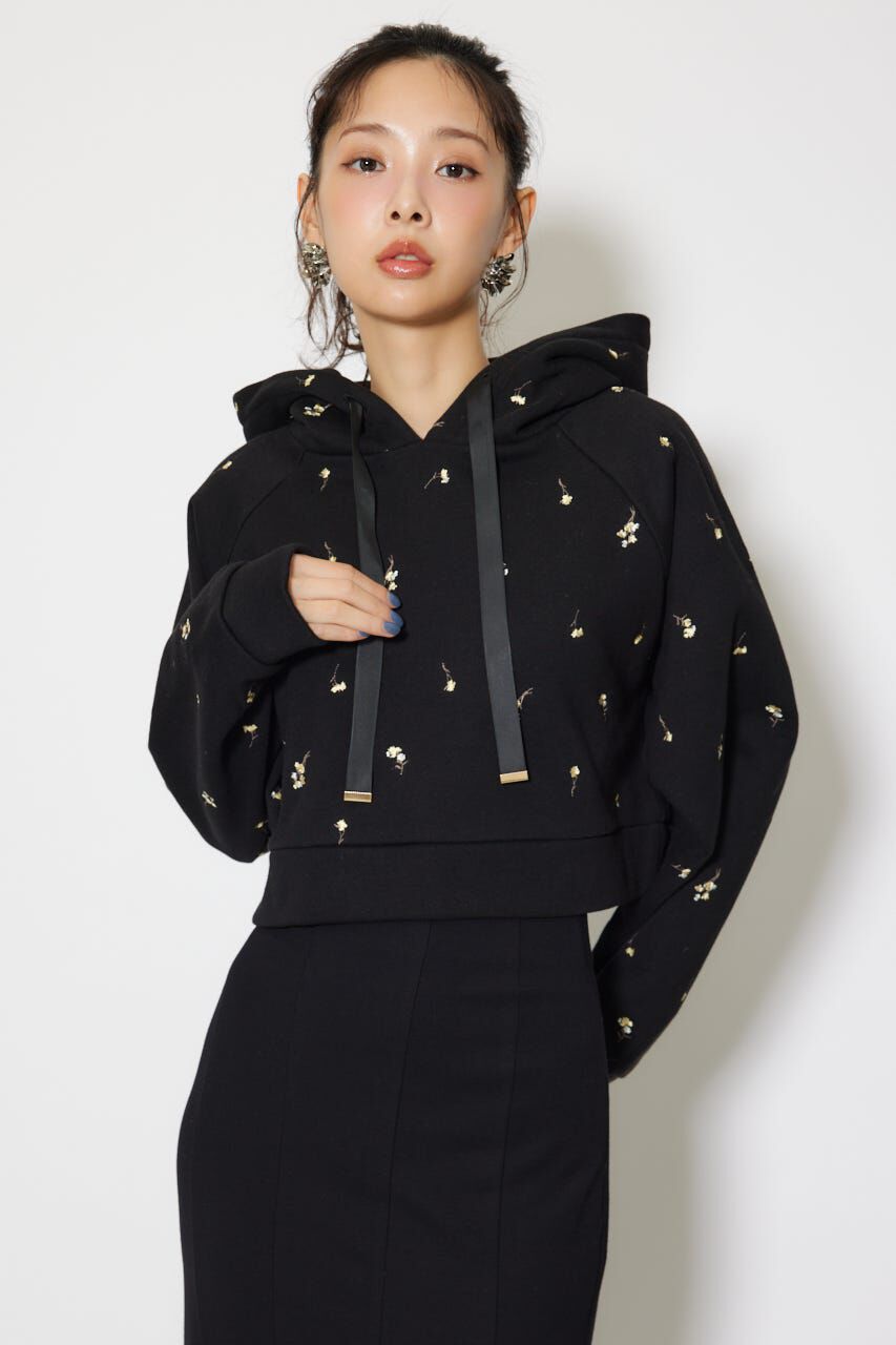 rienda「フラワー刺繍スウェットトップス」|Tシャツ・カットソー|BLK