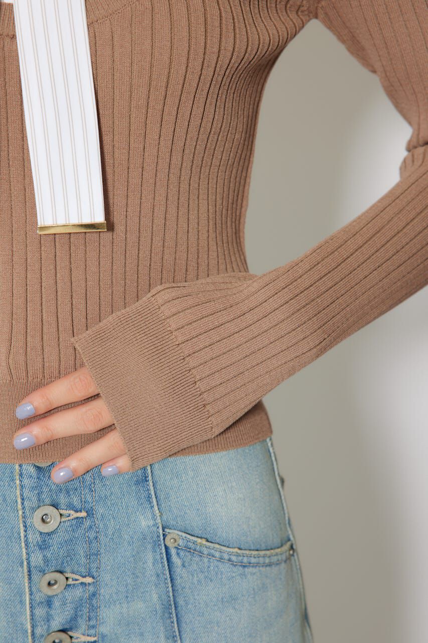 rienda「シャツドッキングロングスリーブニットトップス」|ニット・セーター|