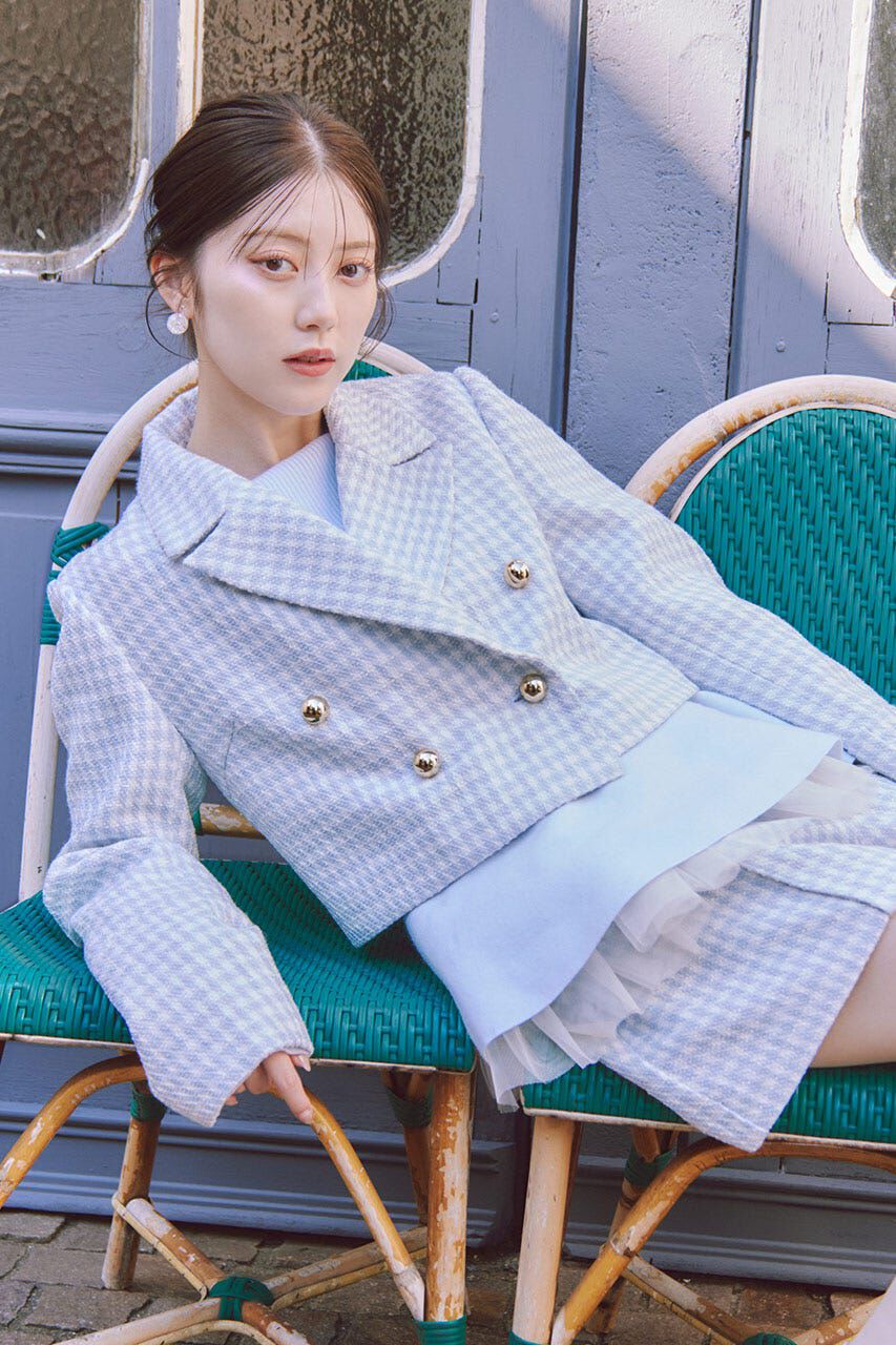 rienda「ツイードショートジャケット」|その他|L/BLU1