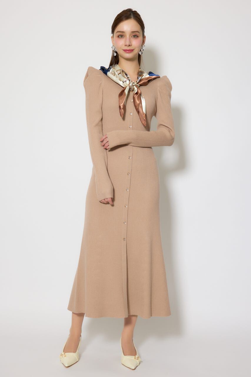 rienda「スカーフ付きマーメイドニットワンピース」|ワンピース|BEG