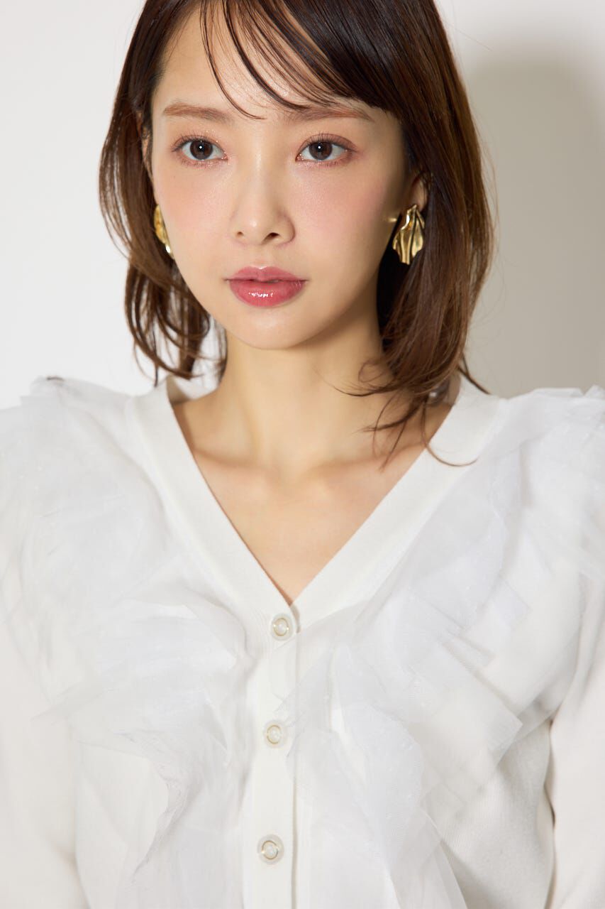 rienda「フリルチュールニットカーディガン」|Tシャツ・カットソー|