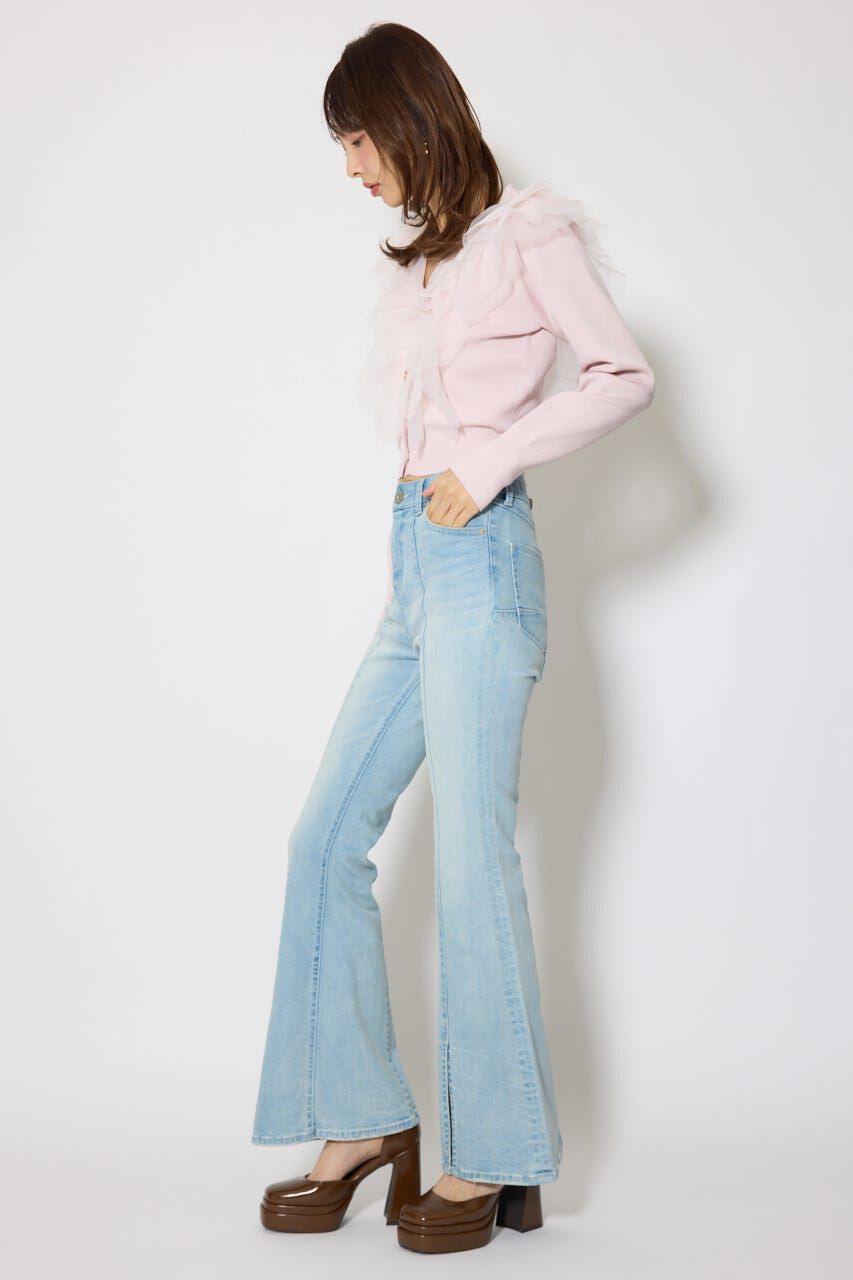 rienda「フリルチュールニットカーディガン」|Tシャツ・カットソー|