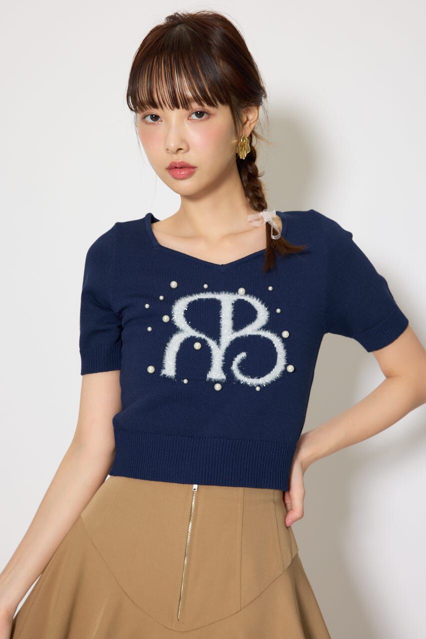 rienda「ジャガードRニットトップス」|ニット・セーター|NVY
