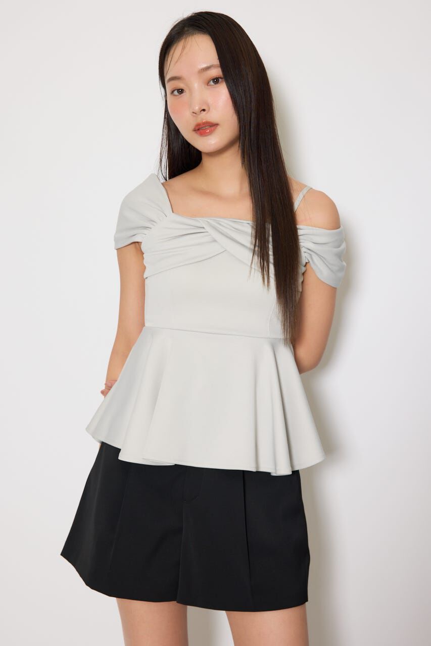 rienda「ワンショルペプラムカットトップス」|Tシャツ・カットソー|L/BLU1