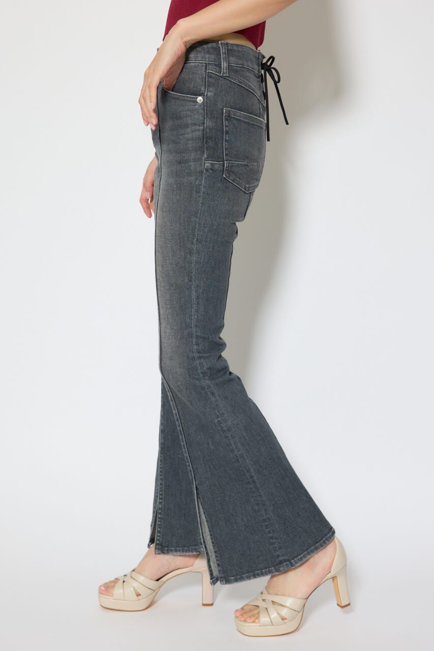 rienda「レースアップハイウエストデニムパンツ」|デニム|