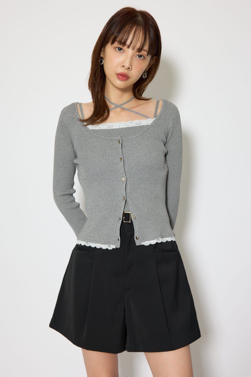 rienda「レースディティールニットカーディガンセット」|ニット・セーター|