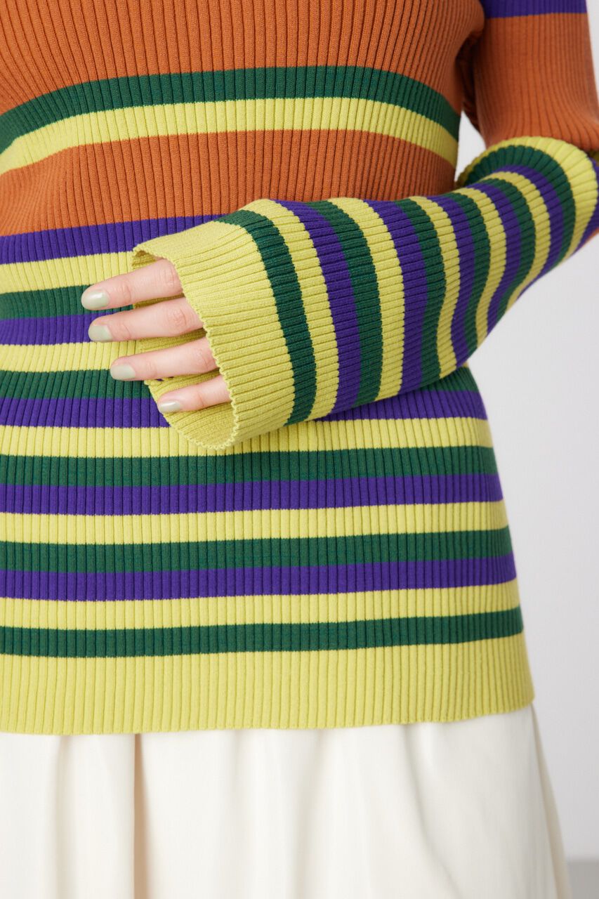 RODEO CROWNS「マルチボーダーハイネックトップス」|ニット・セーター|