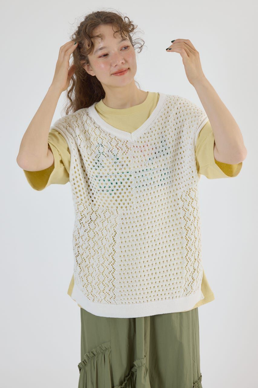 RODEO CROWNS「2WAY パッチワークニットベスト」|タンクトップ|