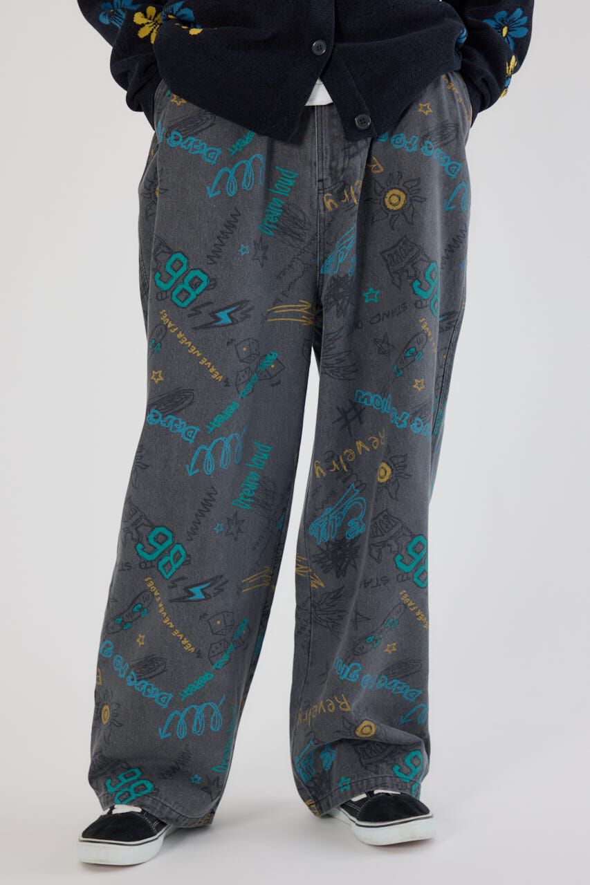 RODEO CROWNS「グラフィティーワイドデニムパンツ」|デニム|BLK