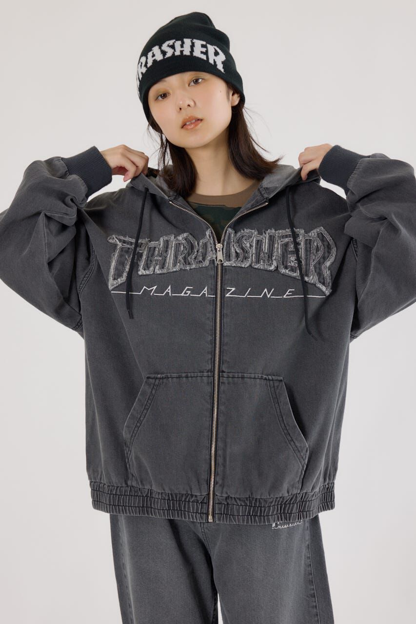 RODEO CROWNS「(THRASHER) デニムフードブルゾン」|ブルゾン・スタジャン|BLK